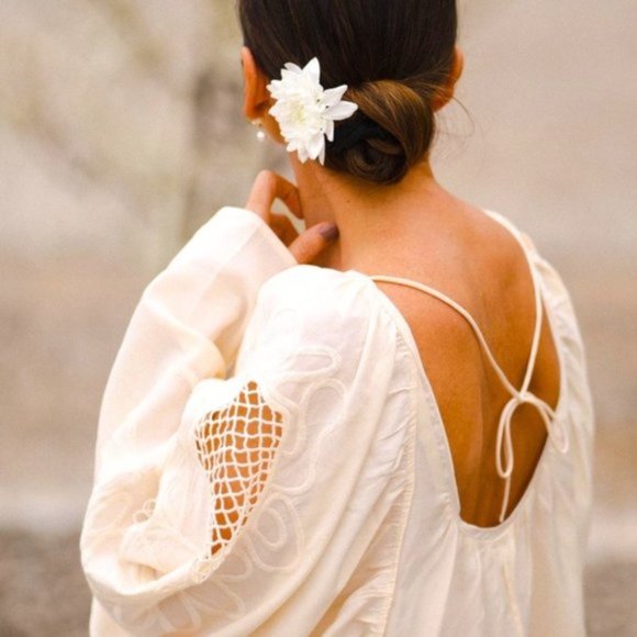 NWT H&M Low Back Voluminous Embroidery Sleeves Mini Dress - Picture 9 of 14